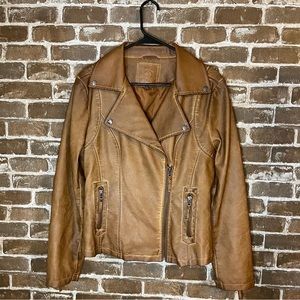 Max Studio brown taupe leather jacket